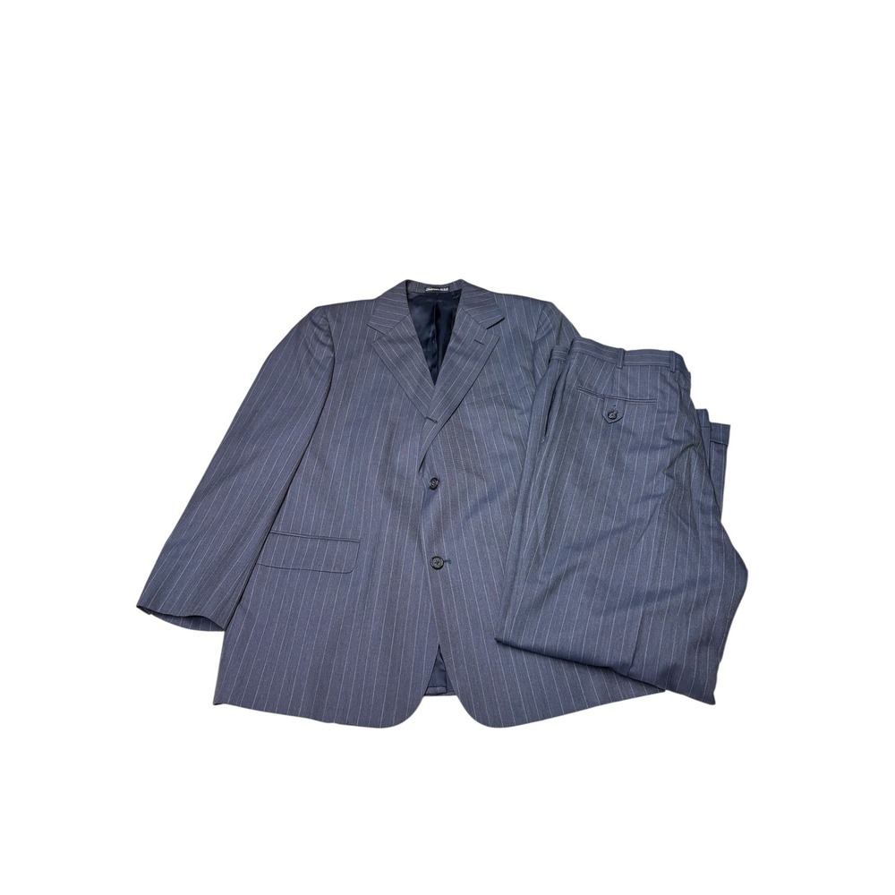 J. Press Presidential Mens Grey Pinstripe 100% Wool 43R Tailored in USA W36 L29